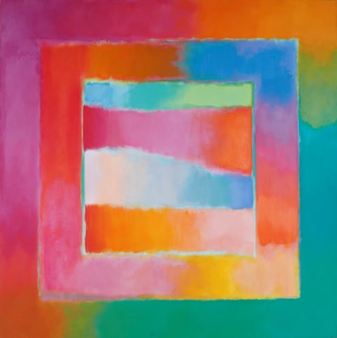 Trevor Bell (British, 1930 – 2017), Light Squares II, 1985, acrylic on canvas, 84 x 84 in., Gift of the Regency Group, AG.1991.2.2.